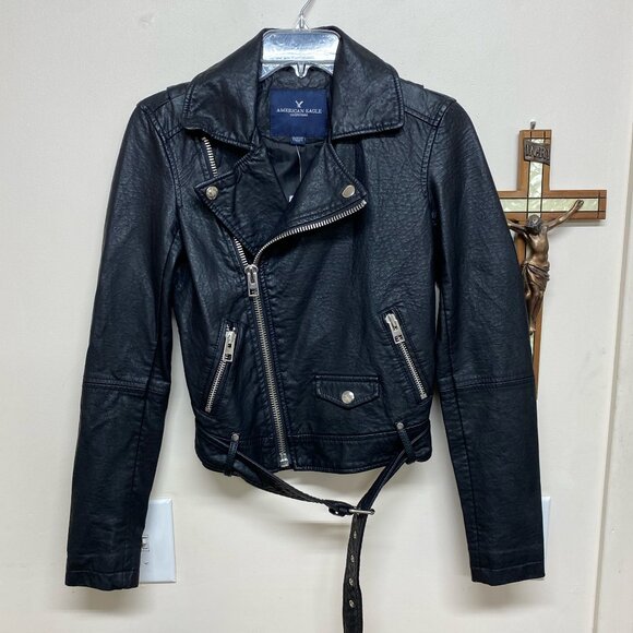American Eagle Leather Biker Jacket - Picture 1 of 4